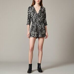 NWT Three Eighty Two Leopard Print V Neck Romper Size XS